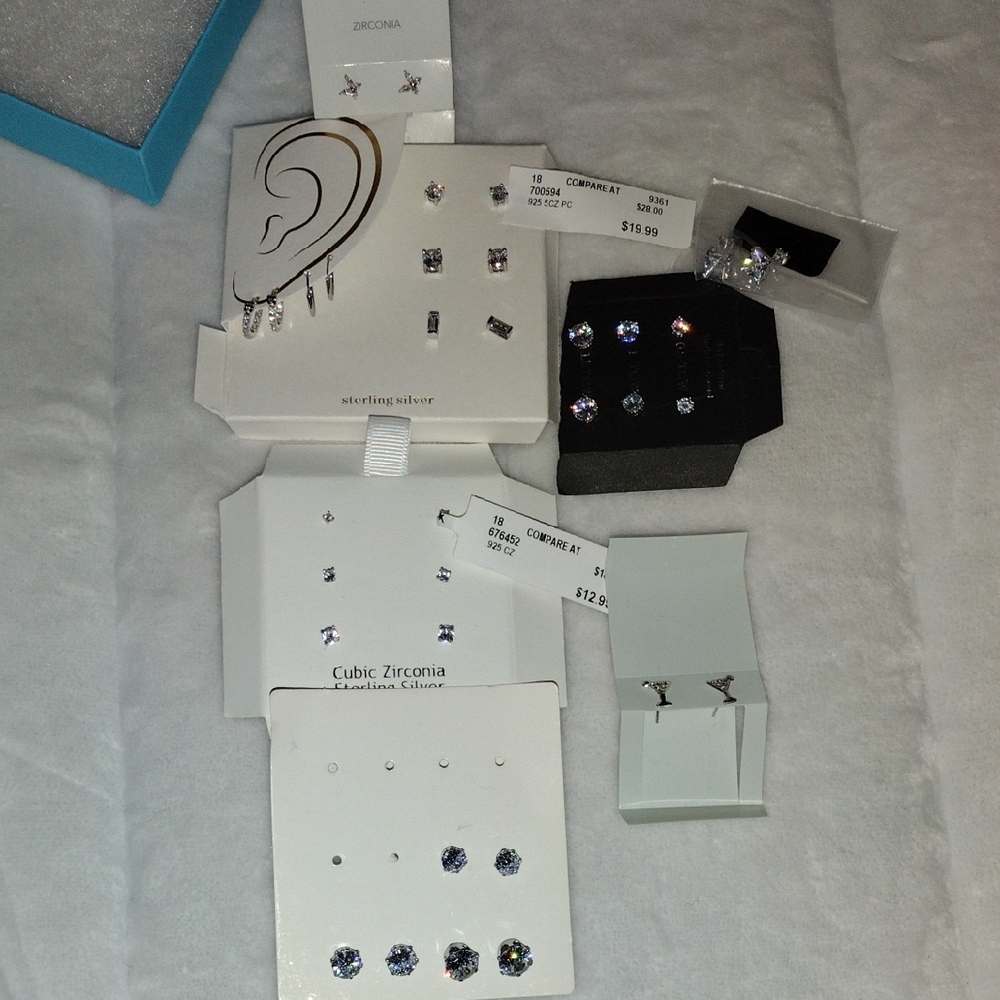 Sterling Silver and Cubic Zirconia Earrings Lot